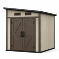 Kunststoff-Gartenhaus 190 x 120 x 190 cm mit Doppelflügeltür, Beige/Braun/Schwarz