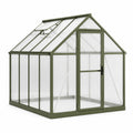 Gewächshaus 190 × 130 × 190 cm aus grünem Aluminium mit transparenten Polycarbonatplatten und Dachfenster