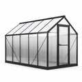 Aluminium-Gewächshaus 300 × 190 × 200 cm mit Polycarbonatplatten und Tür, Schwarz/Transparent