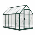 Gewächshaus aus Aluminium und Polycarbonat, 240 × 190 × 195 cm, Dunkelgrün/Transparent, mit Drehtür