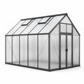 Gewächshaus 240 × 190 × 195 cm aus Aluminium und Polycarbonat, Schwarz/Transparent, mit 2 Dachfenstern