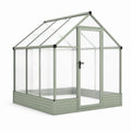 Gewächshaus 190 x 190 x 195 cm, Grün, Aluminiumrahmen mit transparenten Polycarbonatplatten und Drehtür