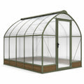 Gewächshaus aus Aluminium und Polycarbonat, 300 × 200 × 220 cm, Grün/Transparent/Braun, mit Flügeltür