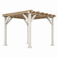 Holzpergola 300 x 300 x 230 cm in Natur/Weiß mit offenem Lamellendach