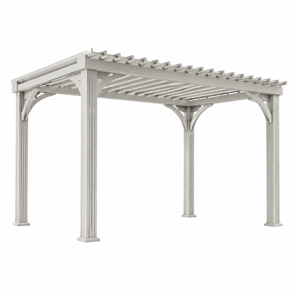 Weiße Holzpergola mit offenem Lamellendach, 400 × 300 × 240 cm
