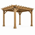 Holzpergola 400 × 300 × 250 cm in Naturbraun mit schwarzen Metallbeschlägen