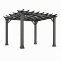 Schwarze Metallpergola mit offenem Lattenrost, 400 × 300 × 250 cm