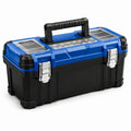 Kunststoff-Werkzeugkoffer 55 × 30 × 28 cm in Blau/Schwarz mit Metallverschlüssen, Tragegriff und Sortierfächern