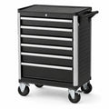 Rollbarer Stahl-Werkzeugwagen mit 7 Schubladen, 77 × 46 × 97 cm, Schwarz/Silber