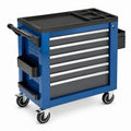 Werkstattwagen aus Stahl in Blau/Schwarz/Silber, 77 × 46 × 97 cm, mit 6 Schubladen und Rollen