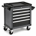 Mobiler Stahlwagen 76 × 46 × 97 cm mit 6 Schubladen, Rollen und Lochblech, Schwarz/Silber